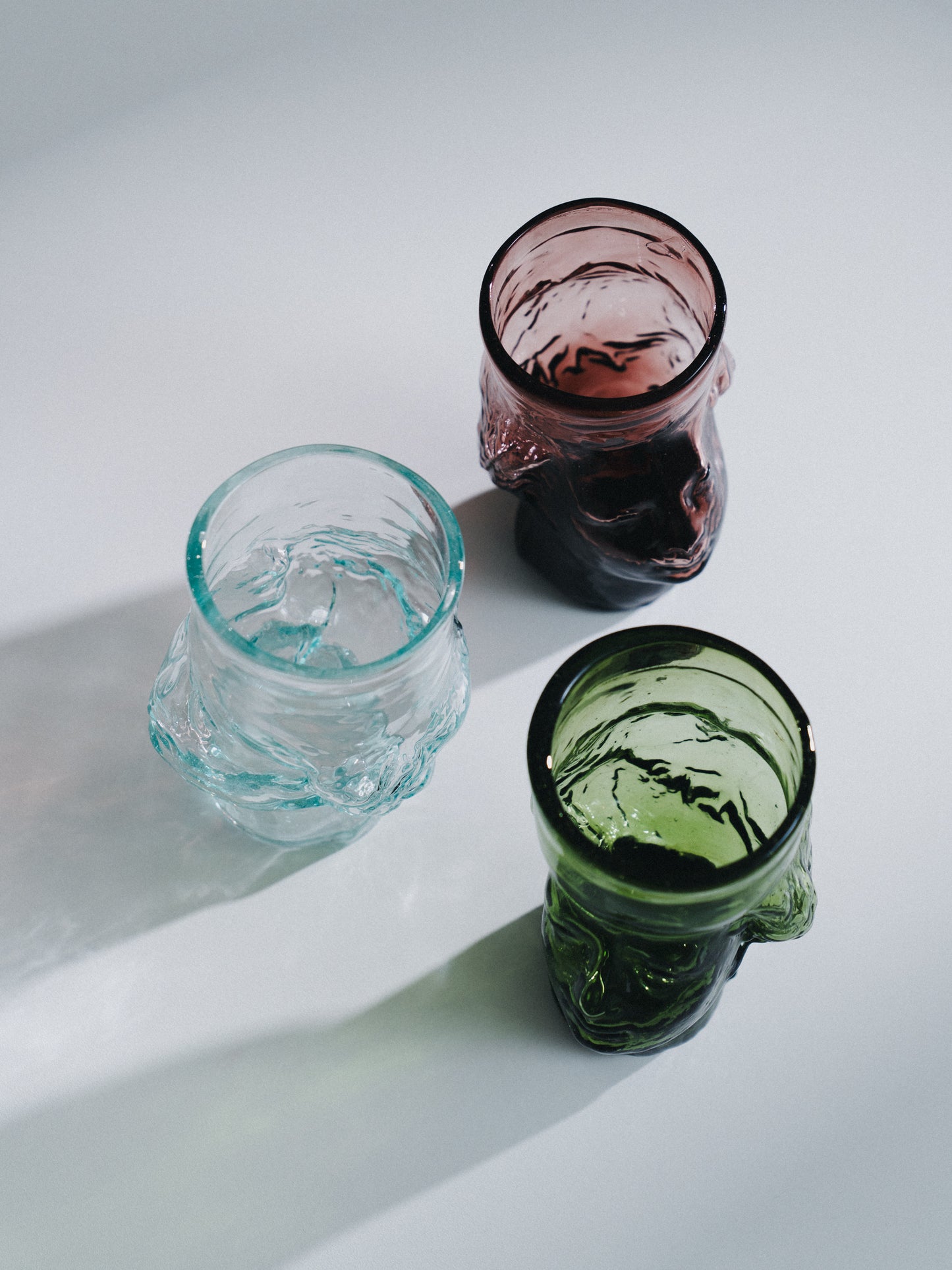 僧侶頭像手工玻璃杯|清透藍