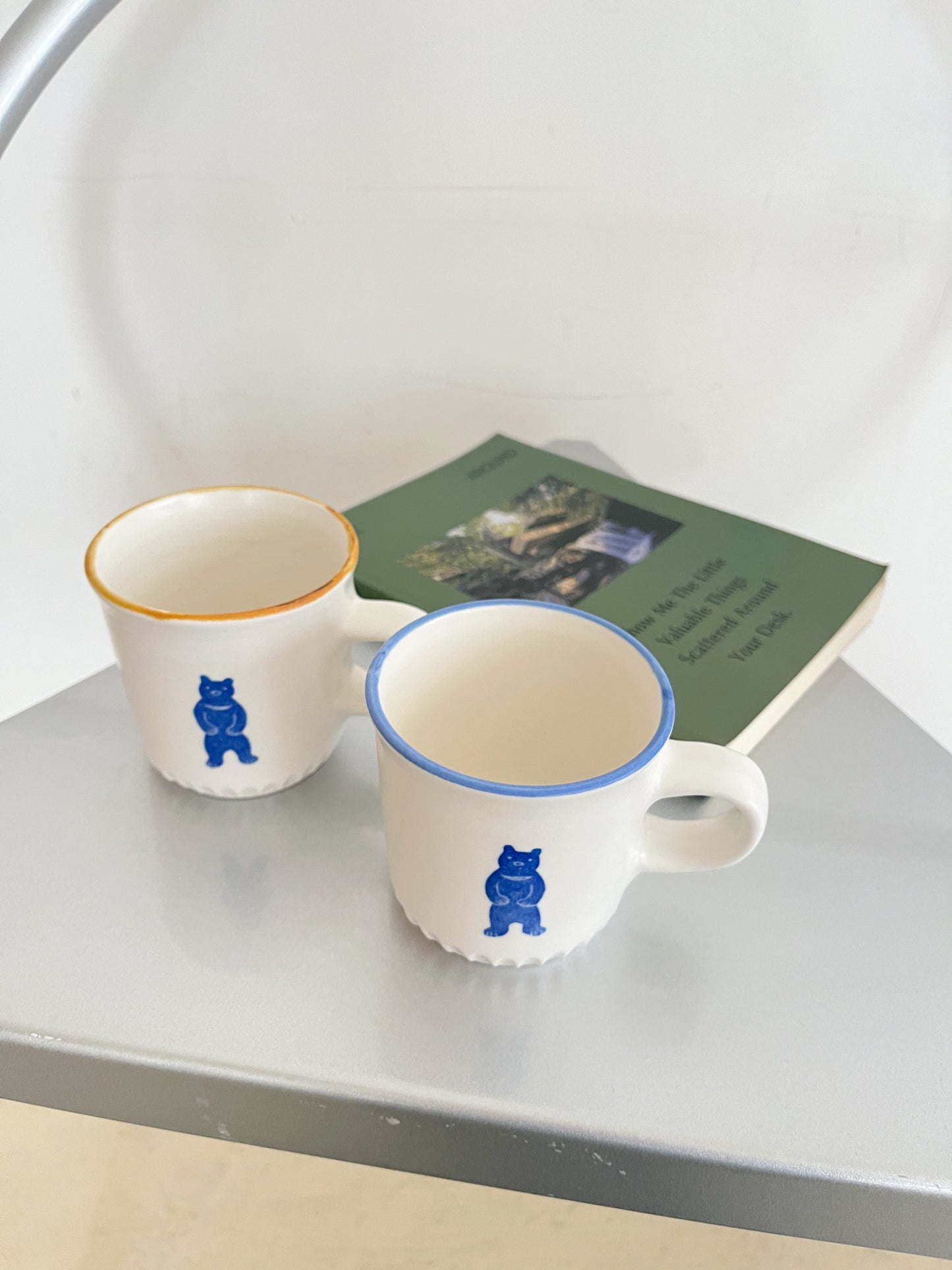 昭和喫茶風格咖啡杯|熊(青藍色)